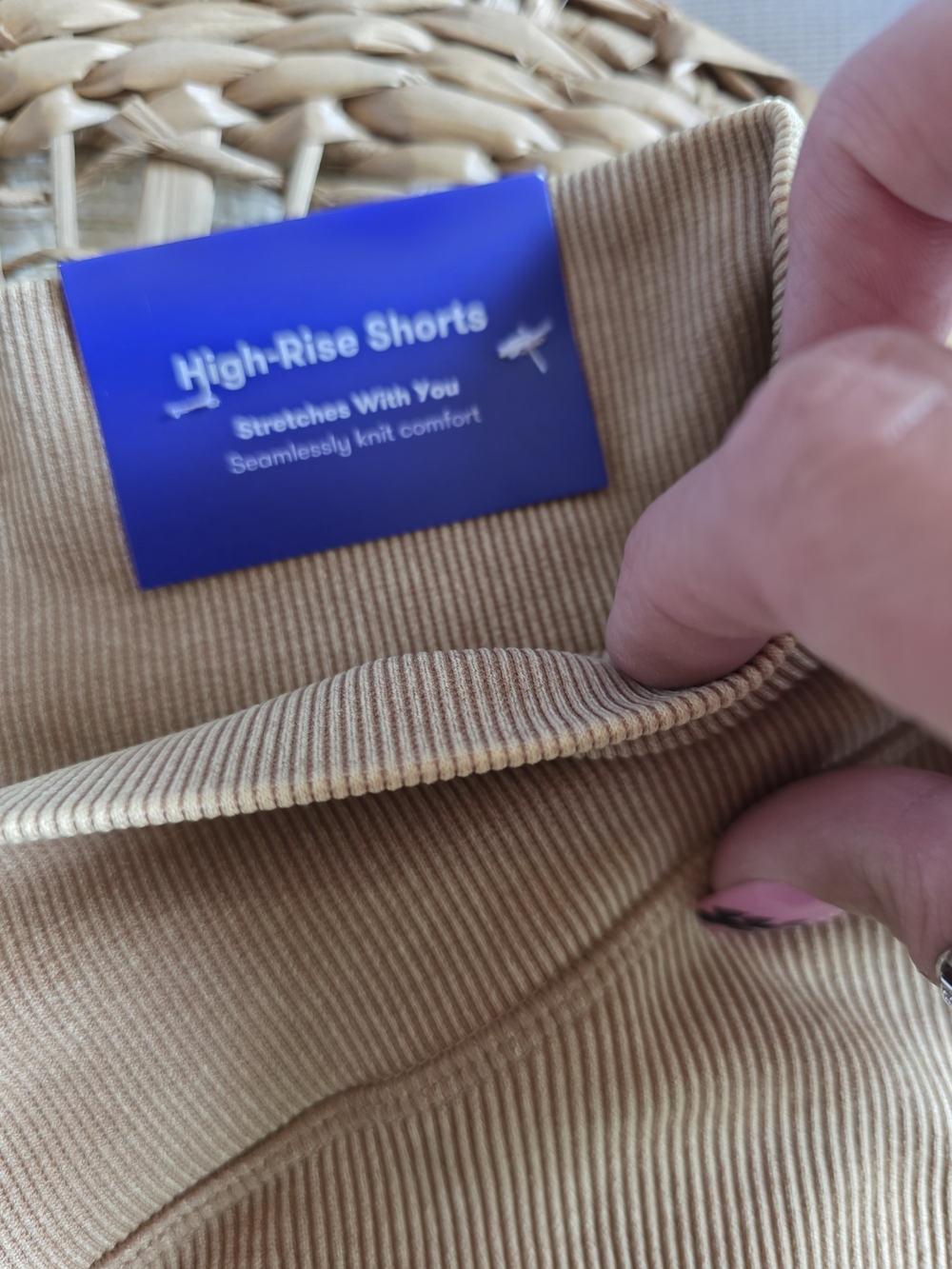 Joylab Ribbed High-Rise Shorts in Sand - Picture 3 of 4